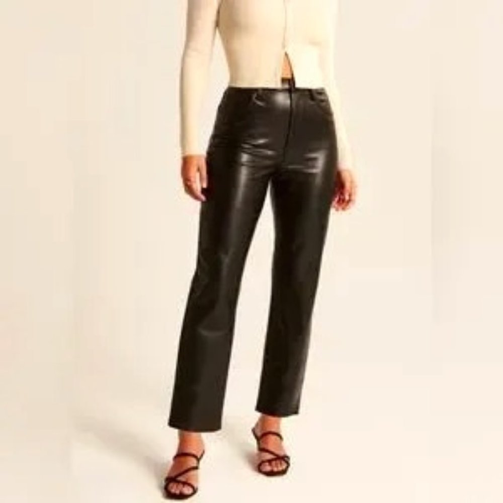 Abercrombie & Fitch Pants Vegan Leather Ankle Straight Ultra High Sz 18S/P Curve